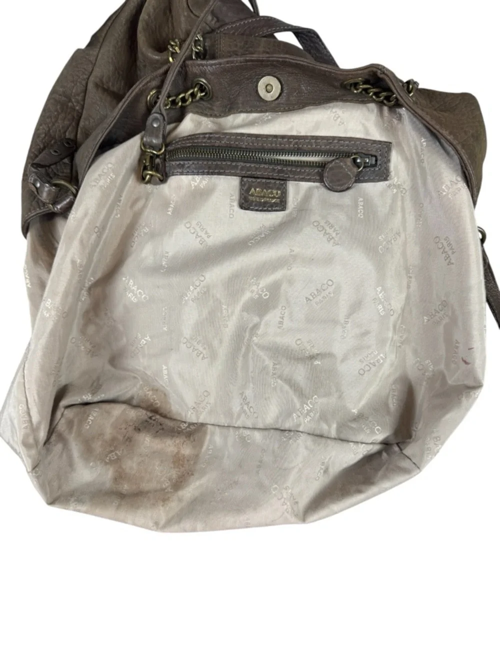 Abaco Paris Kabaco Taupe Brown Pebbled Leather Slouchy Hobo Shoulder Bag